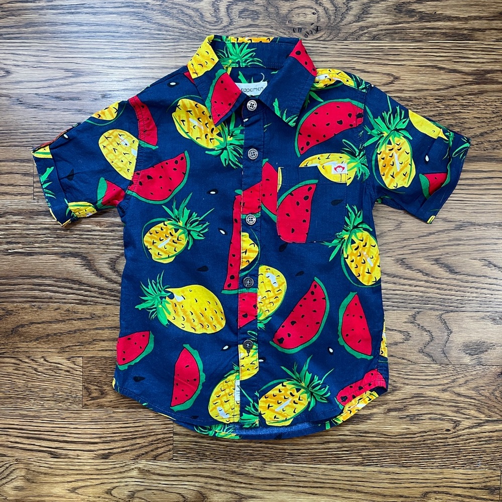 Appaman Boys Summer Vacation Fruit Print Short Sleeve Shirt Size 3T